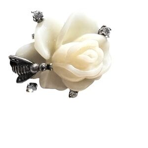 Nolan Miller Glamour Collection White Flower Ring Size 10